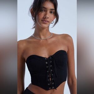 La Hearts Pacssun Black Lace-Up Crop Top